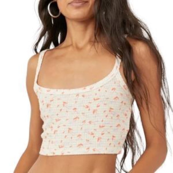 FREE PEOPLE | waffle knit floral cami - Picture 2 of 6